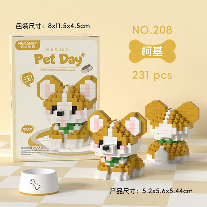 HUIQIBAO MINI Lindo juego de bloques de construcción en miniatura para perros y gato