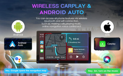 9 "portátil inalámbrico Carplay estéreo de coche Android Auto Radio de coche Bluetooth navegación GPS FM AUX reproductor Multimedia de coche