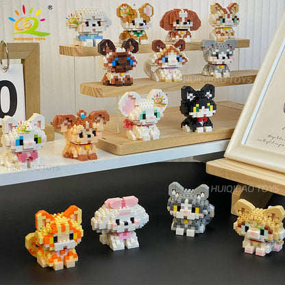 HUIQIBAO MINI Lindo juego de bloques de construcción en miniatura para perros y gato