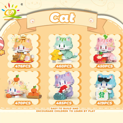 HUIQIBAO Cute Fortune Cat Micro Model Bloque de Construcción Educativo DIY para Niños y Decoración