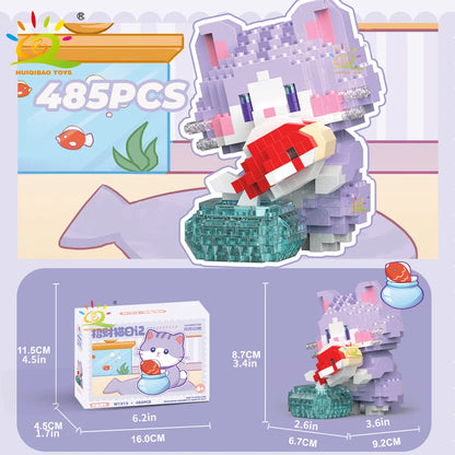 HUIQIBAO Cute Fortune Cat Micro Model Bloque de Construcción Educativo DIY para Niños y Decoración