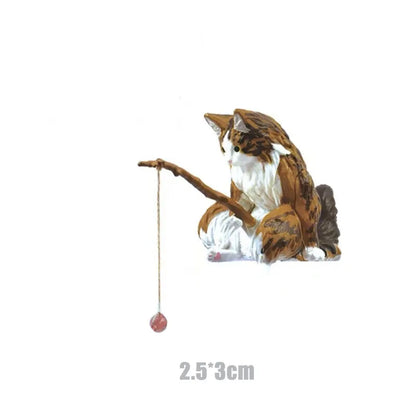 Adornos de gato de pesca, paisajismo de peces, decoración de acuario, Mini estatua de gato, accesorios de pescado, suministros para el hogar, decoración