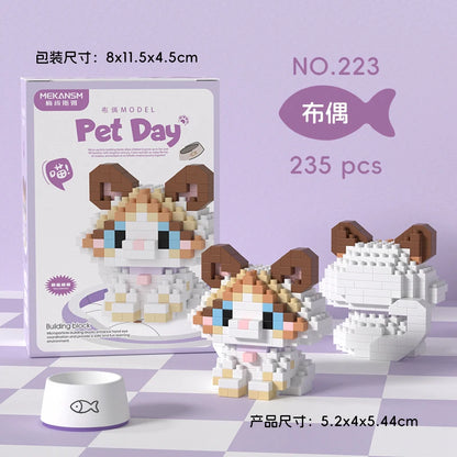 HUIQIBAO MINI Lindo juego de bloques de construcción en miniatura para perros y gato
