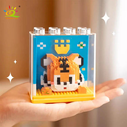 HUIQIBAO Cute animal Micro Model, Bloques de construcción DIY educativos