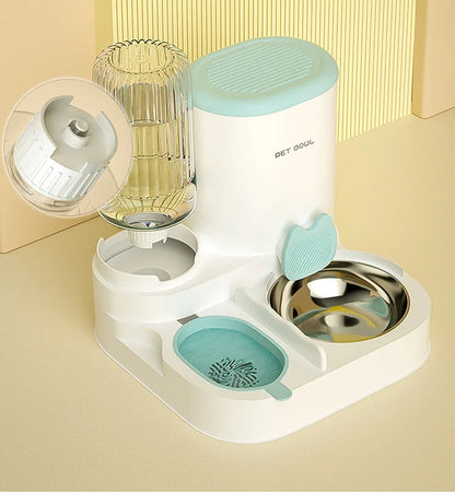 Cuenco para gatos con dispensador de agua integrado, comedero automático para mascotas y fuente de agua para perros y gatos