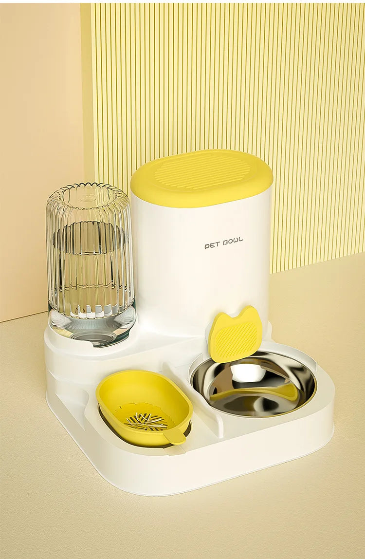 Cuenco para gatos con dispensador de agua integrado, comedero automático para mascotas y fuente de agua para perros y gatos