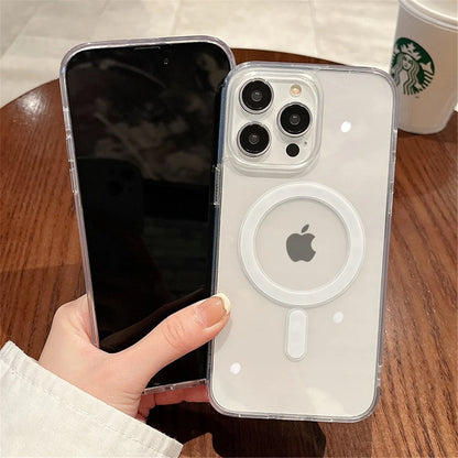 Para iPhone 15 Pro Max funda de teléfono con marco transparente magnético Magsafe de lujo para iPhone 11 12 13 14Plus 16E 17Air funda protectora