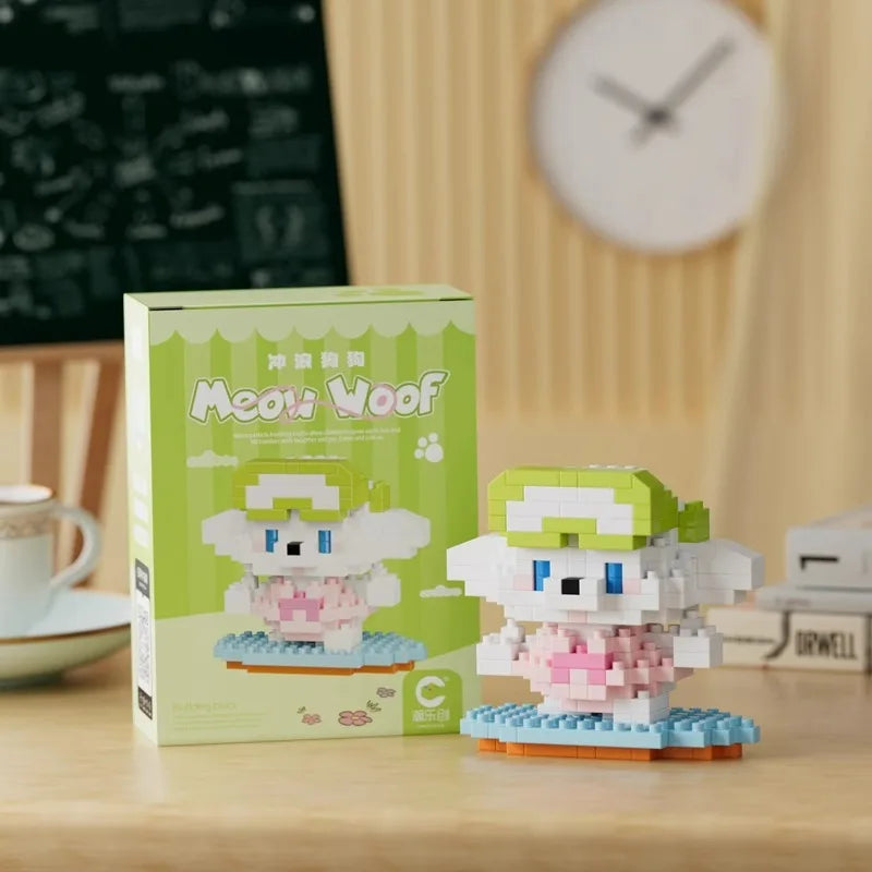 Fun Meowland Cartoon Cute Animal Dolls Puppies and Cats, Bloque de Construcción DIY