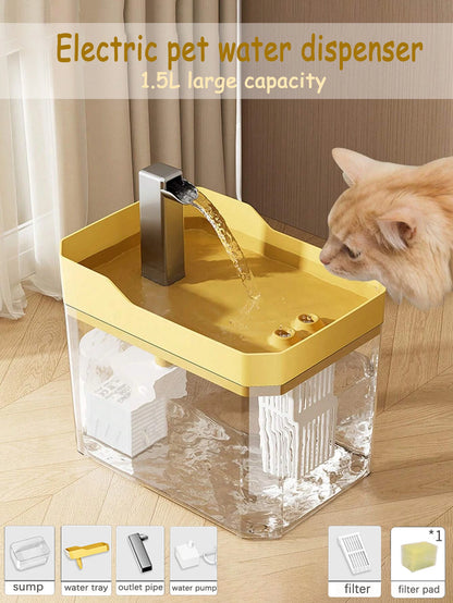 Fuente de agua para gatos, filtro automático, bebedero transparente para gatos, USB, antiseco, filtrado recircular, dispensador de agua con bomba