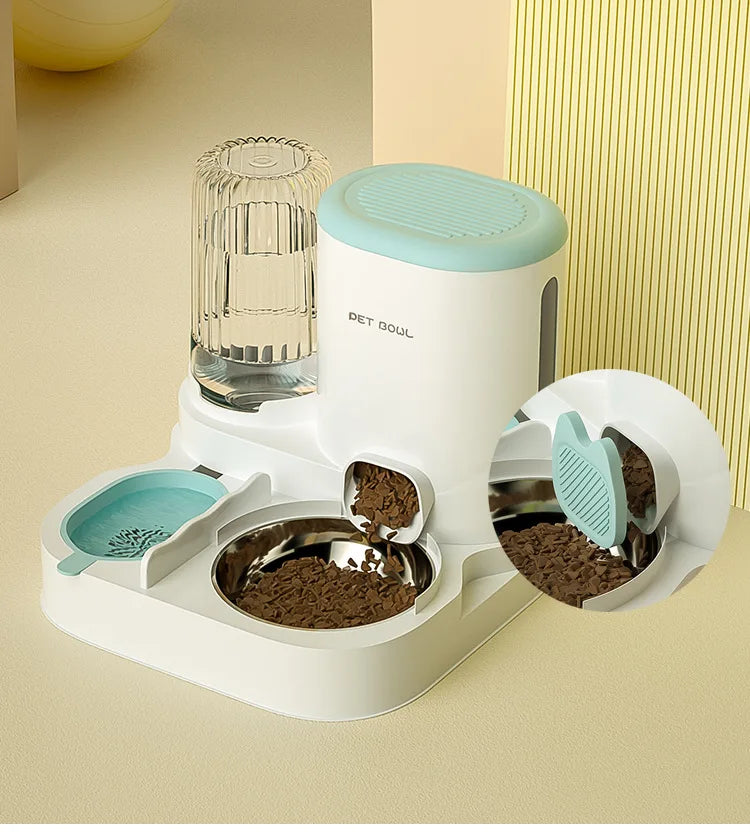Cuenco para gatos con dispensador de agua integrado, comedero automático para mascotas y fuente de agua para perros y gatos