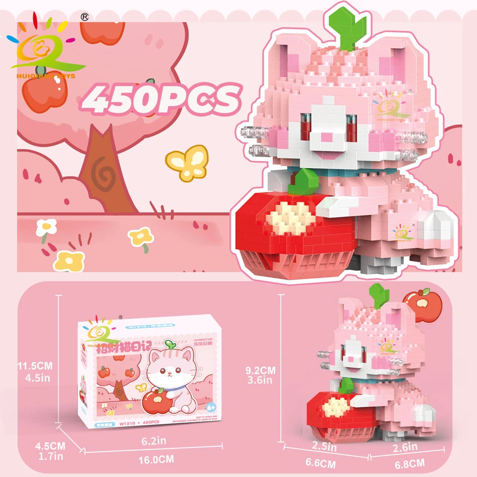 HUIQIBAO Cute Fortune Cat Micro Model Bloque de Construcción Educativo DIY para Niños y Decoración