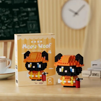 Fun Meowland Cartoon Cute Animal Dolls Puppies and Cats, Bloque de Construcción DIY