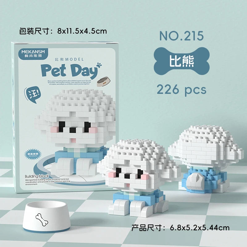 HUIQIBAO MINI Lindo juego de bloques de construcción en miniatura para perros y gato