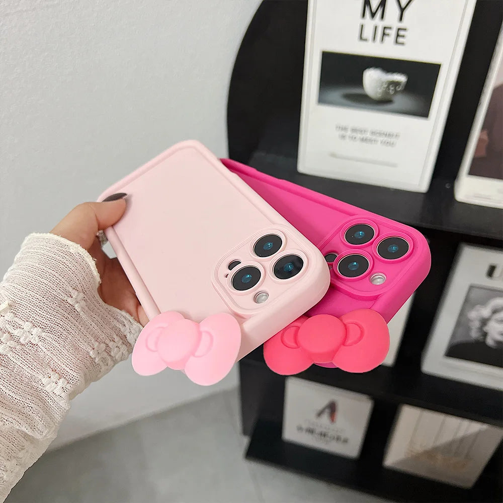 Bonita funda de teléfono suave de silicona con lazo 3D para Xiaomi Redmi 14C 13C 12C Redmi Note 13 12 Pro Plus 5G 12S 12 11S 11 10S 10 Soft Cove