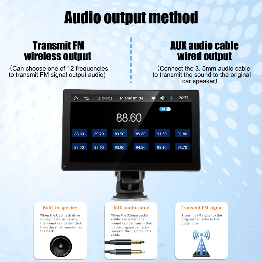 9 "portátil inalámbrico Carplay estéreo de coche Android Auto Radio de coche Bluetooth navegación GPS FM AUX reproductor Multimedia de coche
