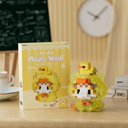Fun Meowland Cartoon Cute Animal Dolls Puppies and Cats, Bloque de Construcción DIY
