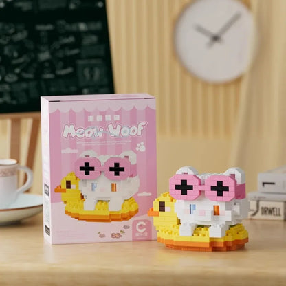 Fun Meowland Cartoon Cute Animal Dolls Puppies and Cats, Bloque de Construcción DIY