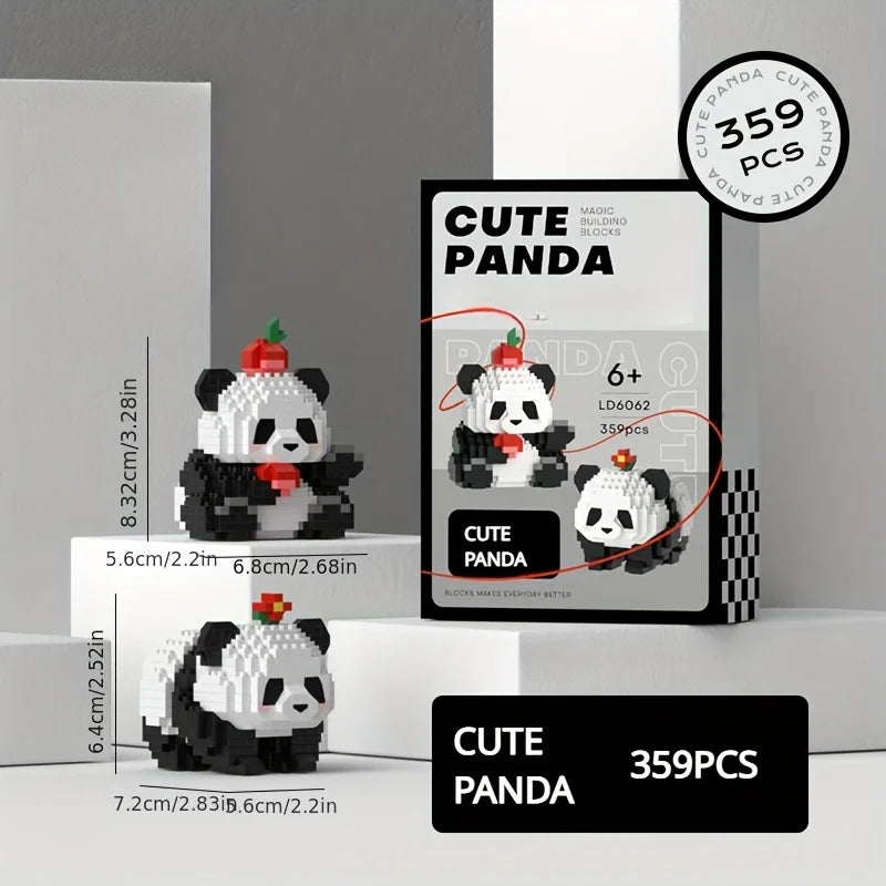 Bloques de construcción de pandas adorables, DIY, regalo de Navidad