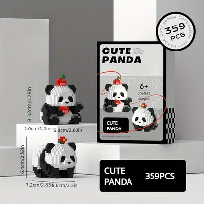 Bloques de construcción de pandas adorables, DIY, regalo de Navidad