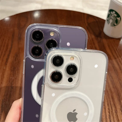 Para iPhone 15 Pro Max funda de teléfono con marco transparente magnético Magsafe de lujo para iPhone 11 12 13 14Plus 16E 17Air funda protectora