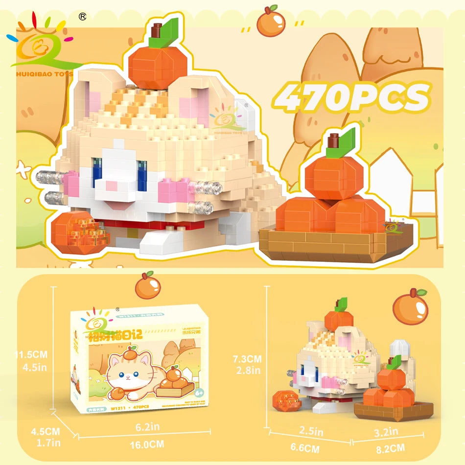 HUIQIBAO Cute Fortune Cat Micro Model Bloque de Construcción Educativo DIY para Niños y Decoración