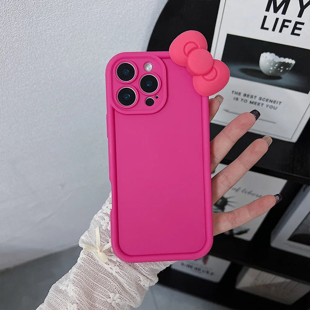Bonita funda de teléfono suave de silicona con lazo 3D para Xiaomi Redmi 14C 13C 12C Redmi Note 13 12 Pro Plus 5G 12S 12 11S 11 10S 10 Soft Cove