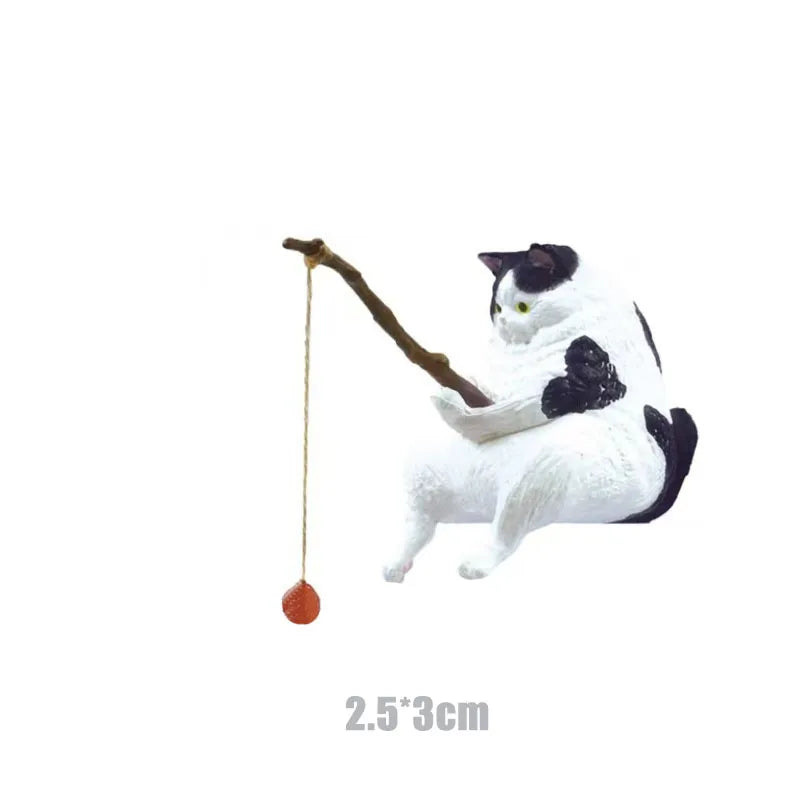 Adornos de gato de pesca, paisajismo de peces, decoración de acuario, Mini estatua de gato, accesorios de pescado, suministros para el hogar, decoración