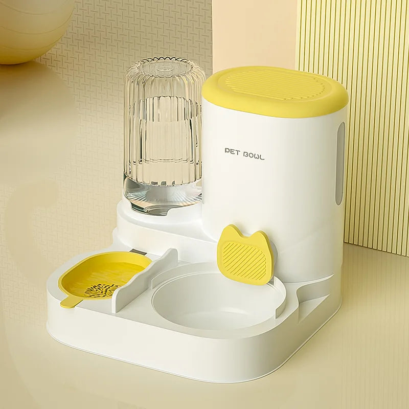 Cuenco para gatos con dispensador de agua integrado, comedero automático para mascotas y fuente de agua para perros y gatos