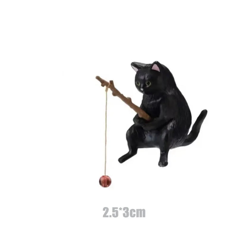 Adornos de gato de pesca, paisajismo de peces, decoración de acuario, Mini estatua de gato, accesorios de pescado, suministros para el hogar, decoración