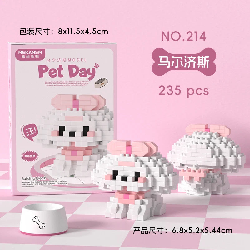 HUIQIBAO MINI Lindo juego de bloques de construcción en miniatura para perros y gato