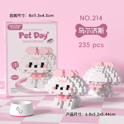 HUIQIBAO MINI Lindo juego de bloques de construcción en miniatura para perros y gato