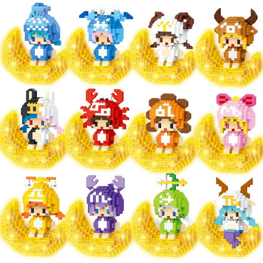Kawaii 12 Signos del Zodiaco (+ versión DIABLO/AMOR), Bloque de Construcción Educativo