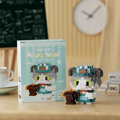 Fun Meowland Cartoon Cute Animal Dolls Puppies and Cats, Bloque de Construcción DIY