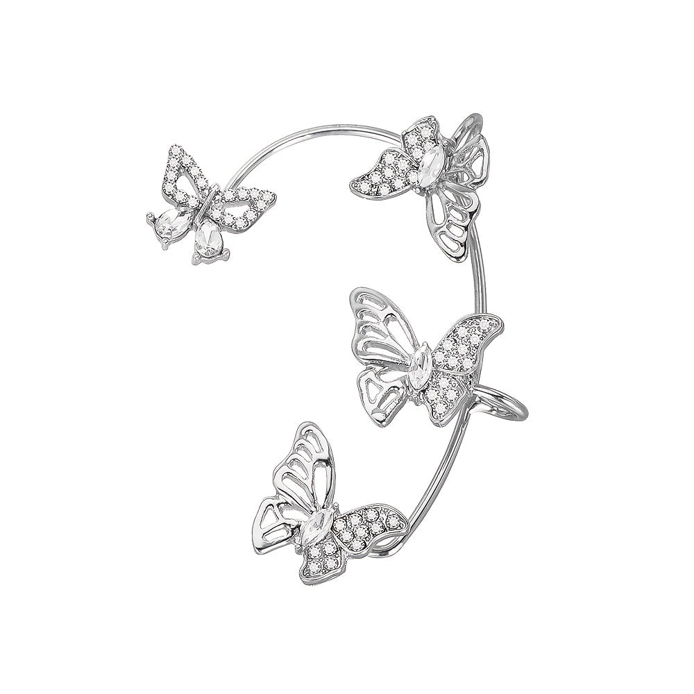 Elegantes pendientes de mariposa para mujer: ganchos sin perforar, detalles de piedras preciosas sintéticas