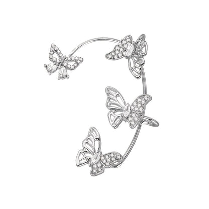 Elegantes pendientes de mariposa para mujer: ganchos sin perforar, detalles de piedras preciosas sintéticas