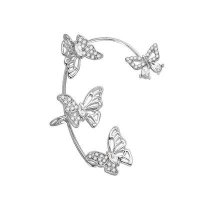 Elegantes pendientes de mariposa para mujer: ganchos sin perforar, detalles de piedras preciosas sintéticas