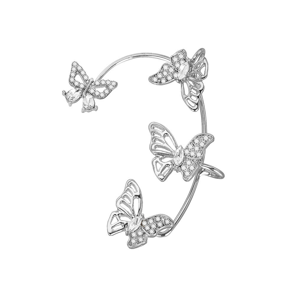 Elegantes pendientes de mariposa para mujer: ganchos sin perforar, detalles de piedras preciosas sintéticas